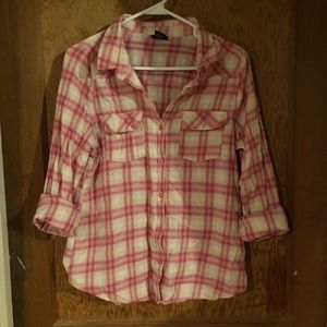 Pink and White Flannel Shirt